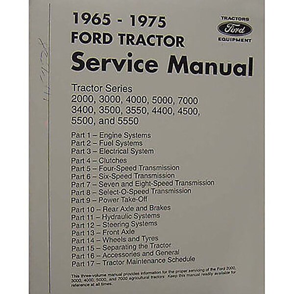 Aftermarket 65-75 Shop Manual Fits Ford Fits New Holland 2000 3000 3400 3500 4400 4500 5000 MAM60-0001 - main